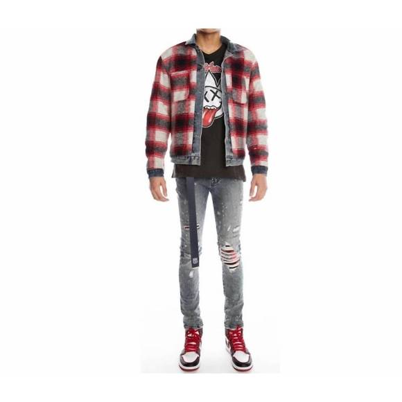NEW CULT OF INDIVIDUALITY men's punk super skinny stretch belted jeans in grit - Picture 4 of 4